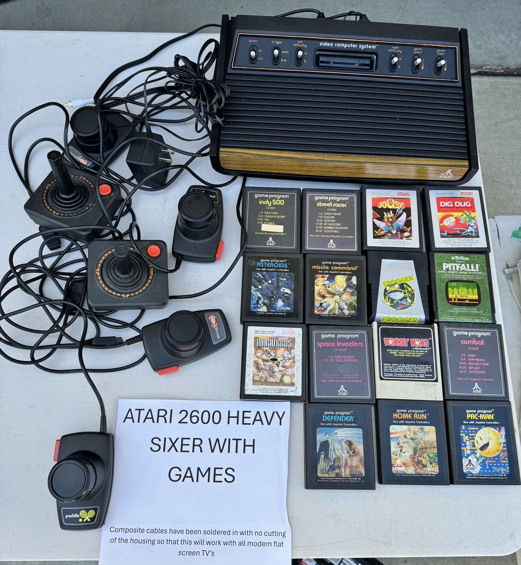 ATARI 2600 Heavy Sixer With 15 Games Including Original Mario Bros! Plus Accessories.