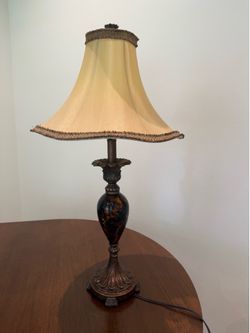 Traditional Bronze Table Lamp with Fabric Shade
