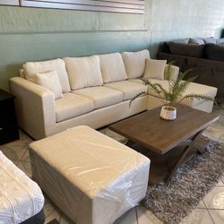Cream Sectional With Ottoman ‼️different Colors Available ‼️