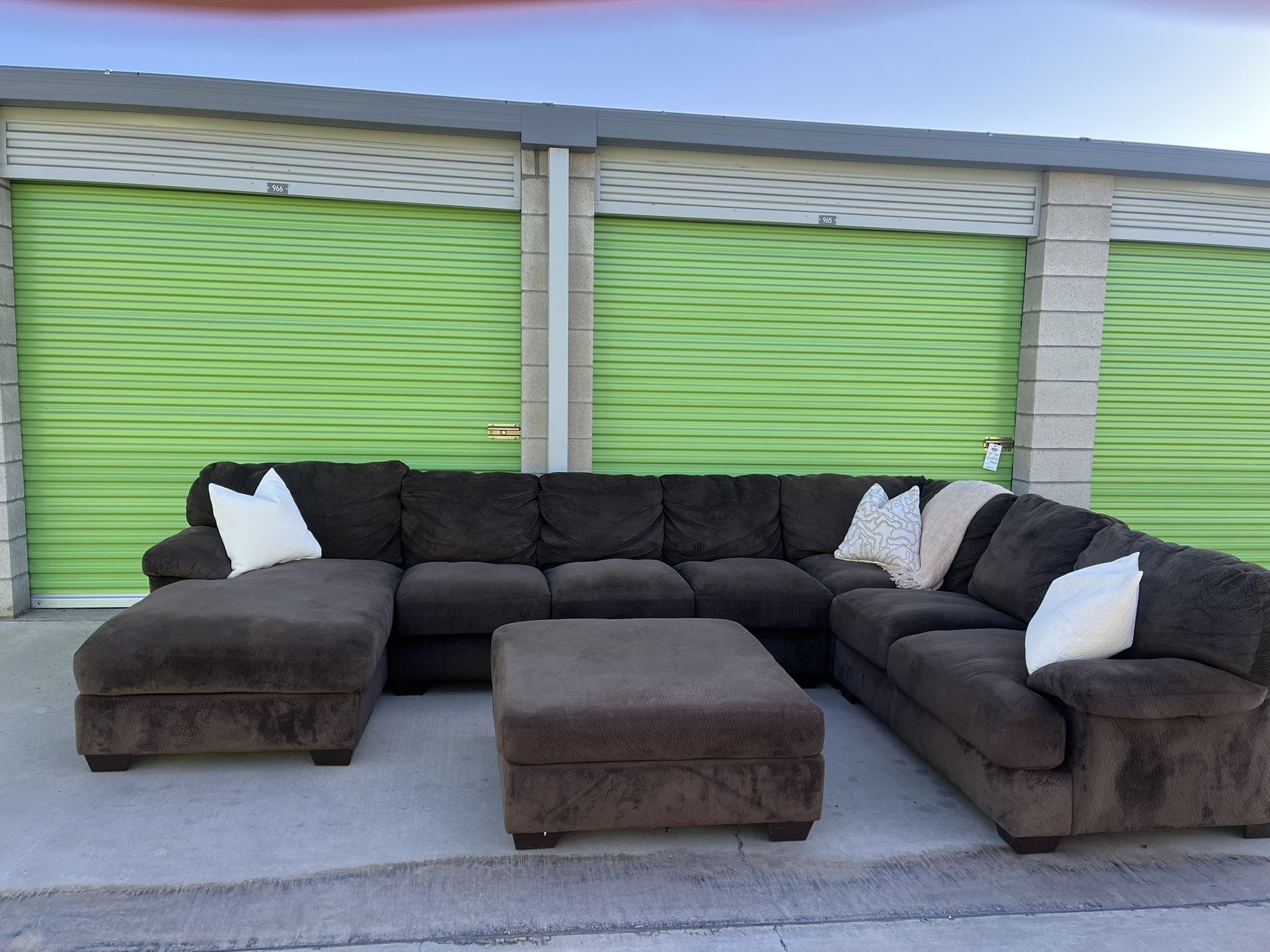 Brown Sectional Couch With Delivery & Ottoman