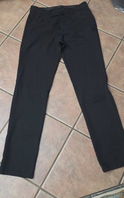 Haggar H26 Dress Pants - Mens 32x34 - Black Flat Front Slacks