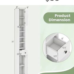 ✌️ 8"x8"x71" Tall Slim Bathroom Storage Cabinet, 71" Freestanding Bathroom Cabinet w/ 2 Doors, 1 Drawer & 5 Adjustable Shelves, Floor Narrow Tower Cab