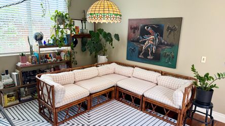 1960’s Mid-Century Wilshire Bamboo Red Chestnut Vintage Modular Sectional Couch