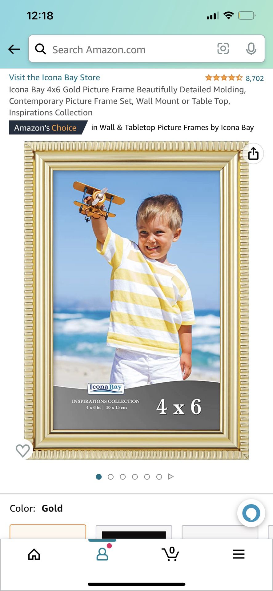 Icona Bay 4x6 Picture Frames Set (Gold, 12 Pack), Classy Contemporary Style, Maestro Collection