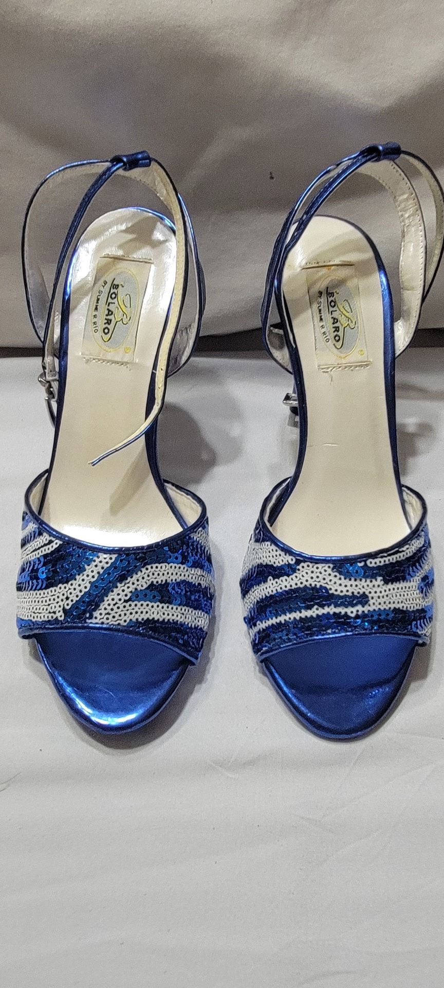 Womens Blue/White sequined heels size 7.5