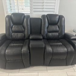 Movie Theater Reclining Love Seat And Recliner (power With Lights)