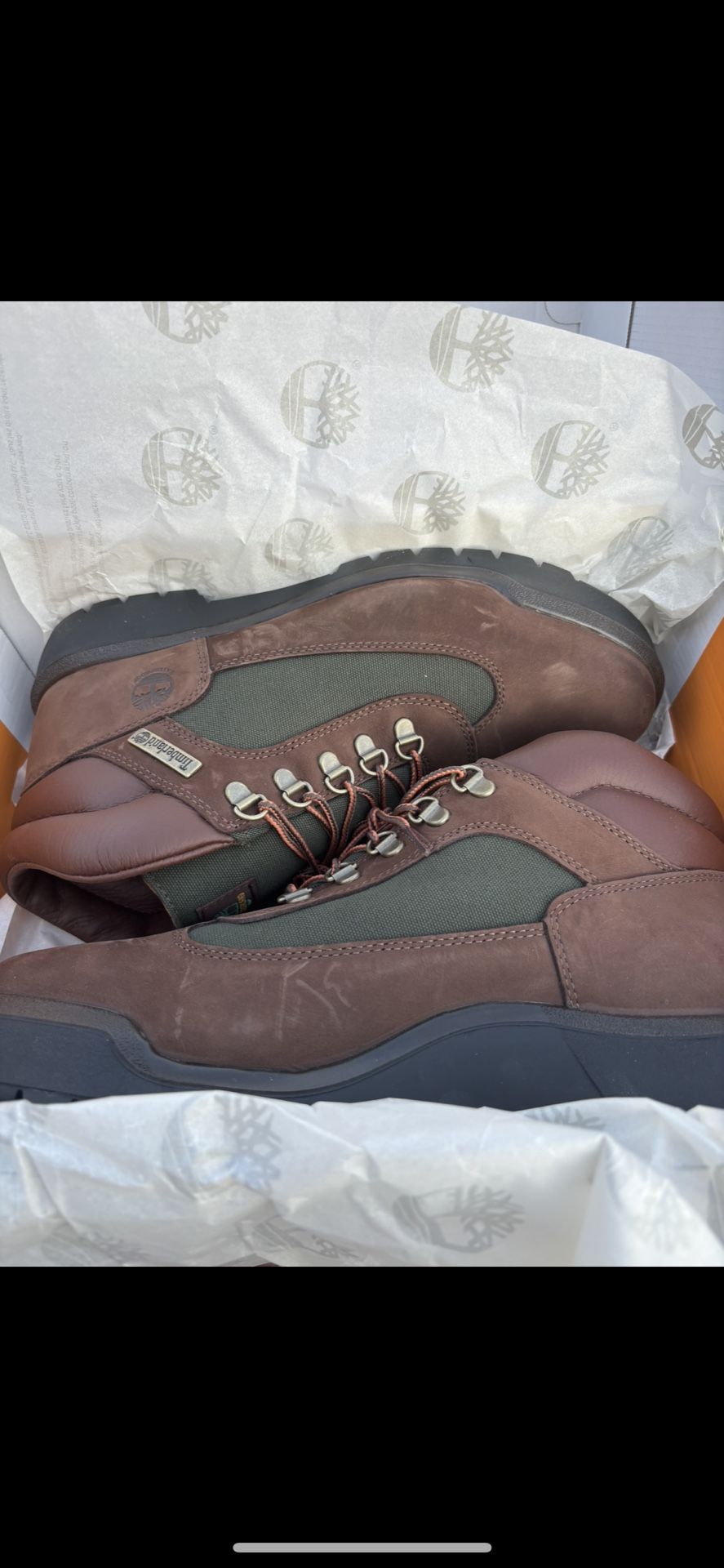 Timberland Field Boots. Chocolate Old River/Green - Nubuck