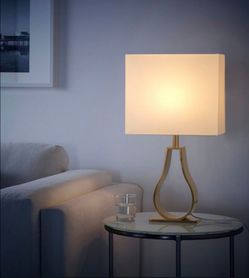 Ikea Brass Gold Tear Shaped 17" Tear Drop Table Lamp with Shade