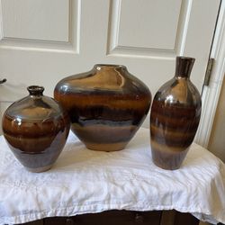 Set Of 3 Ceramic Vases 
