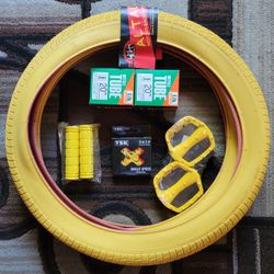 NEW Bicycle Bmx Parts Bundle 20" Yellow