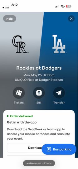 Dodgers Ticket 5/25  giveaway