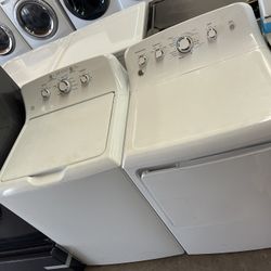 GE top load, washer and electric dryer. We finance comes with 90 day