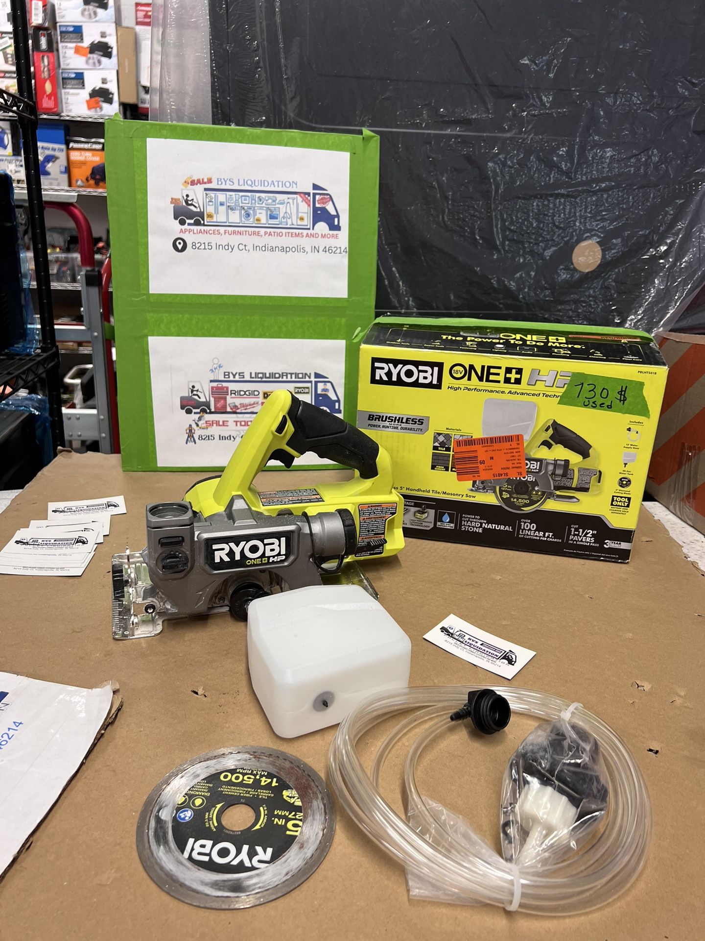 RYOBI ONE+ HP 18V Cordless Handheld Wet/Dry Masonry Tile Saw (Tool Only) Price-130$ used