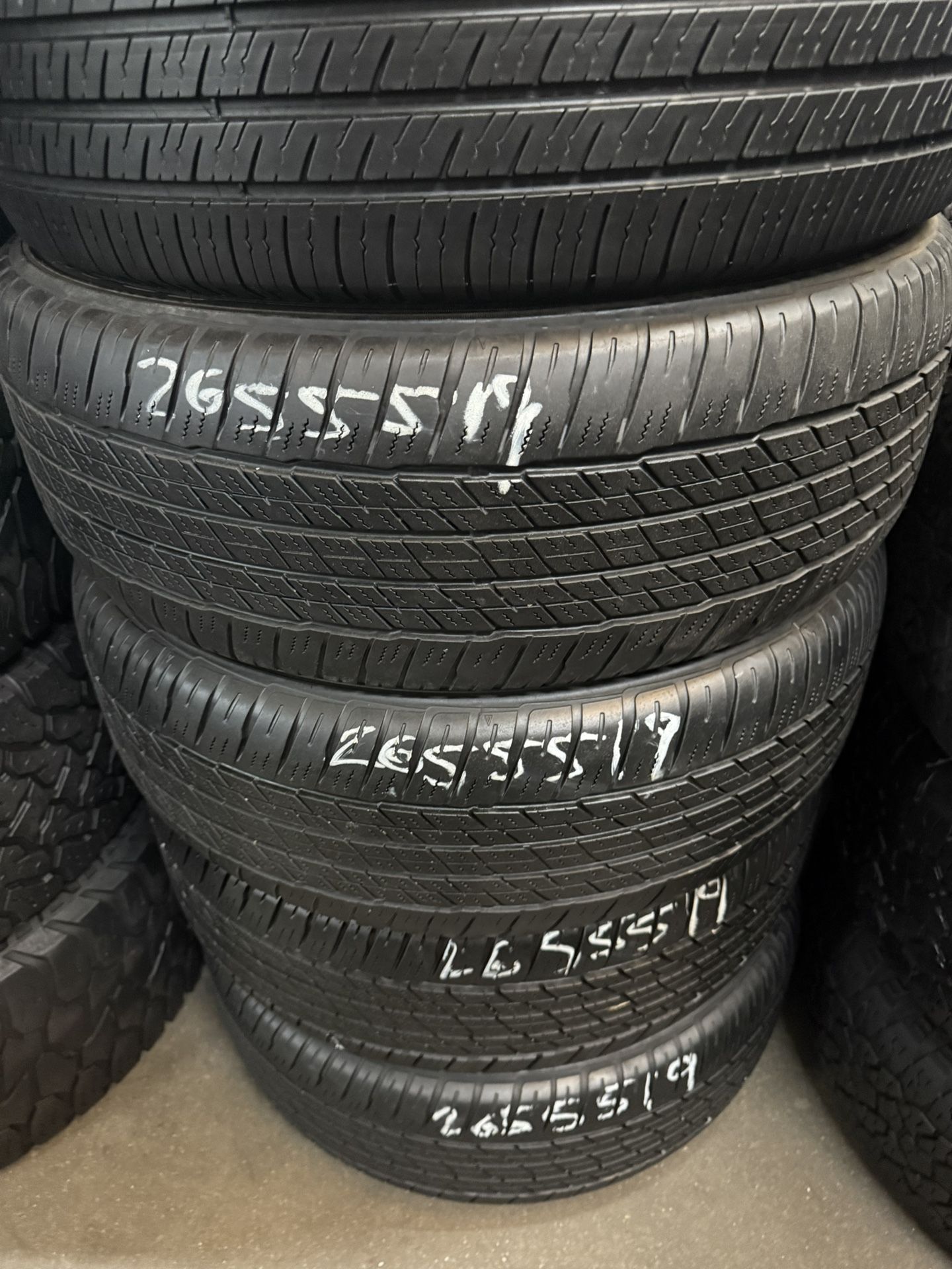 265/55r19 USED TIRES DUNLOP FOR SALE SET OF 4 TIRES $249 WITH INSTALLED CASH PRICE
