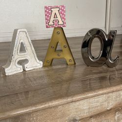 Initial Letter “A”  Decor And 1 Coin Bank  1 Lightbup Bundle $10