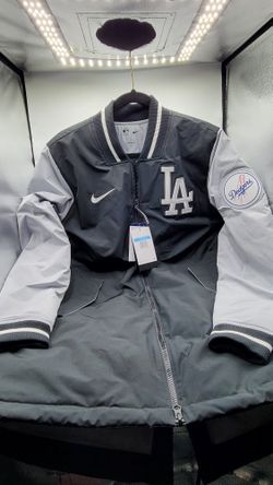 NIKE LA Dodgers Jacket Parka Medium Mens Black Gray White Dugout MLB Full Zip