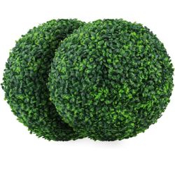 2 PCS 15.7 inch 4 Layers Artificial Plant Topiary Ball Faux Boxwood Decorative Balls for Backyard, Balcony,Garden, Wedding and Home Décor (15.7 inch)