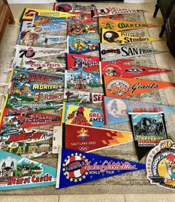 Vintage Felt Pennants All Included In The Price. Not Selling Individually. 32 Total Vintage Banners. Firm On The Price