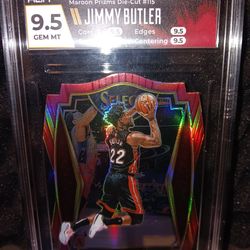 202-21 Panini Select Premier Level Maroon Prizms Die-Cut #115 Jimmy Butler HGA 9.5 GEM MINT