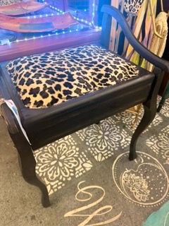 Vintage Leopard Print Storage Bench/Seat/Chair