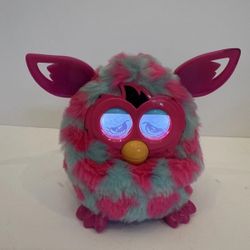 Hasbro Furby Boom Pink with Light Blue Hearts A6806 Interactive Toy Tested Works
