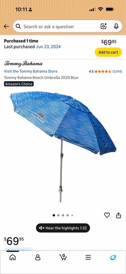 Tommy Bahama Beach Umbrella – Excellent Condition NEW NEVER OPENED. No offers accepted! Final price