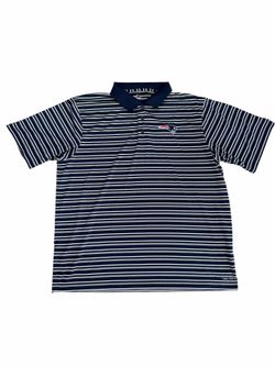 Majestic New England Patriots NFL Football Mens 2XL Polo Shirt Blue Stripe
