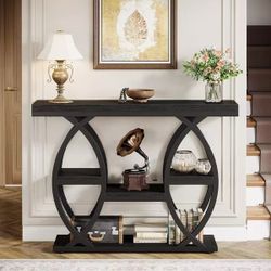 ❤️‍🔥 39.4" Console Table, 4-Tier Sofa Table Entryway Table for Small Spaces - Black$90