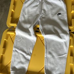 Nike Fleece White Sweat Pants L
