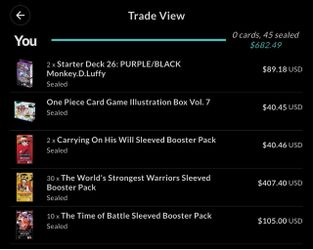 One Piece lot trading for Pokemon