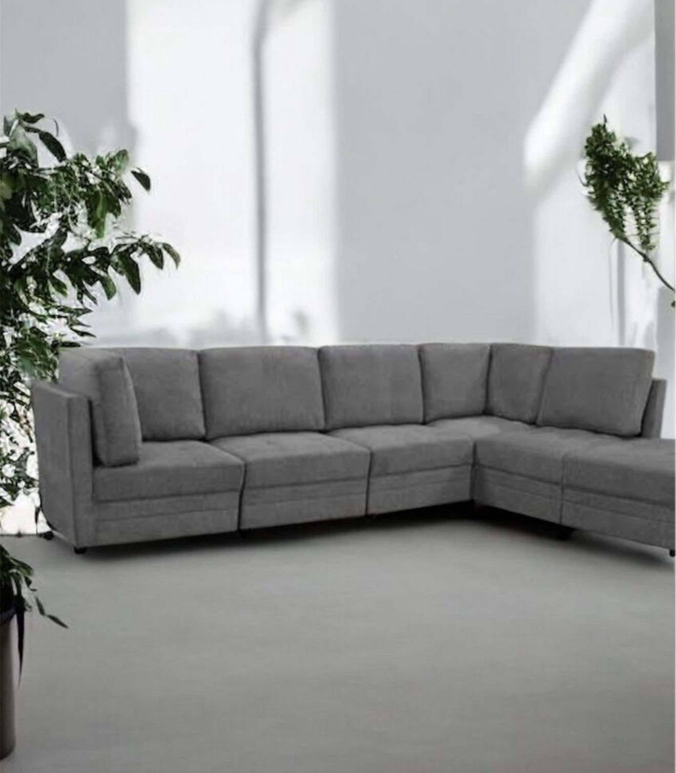 Brentwood 5 Piece Fabric Nodular Sectional