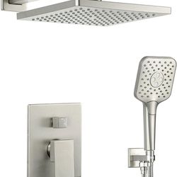 Casta Diva Shower System incl.10'' Square Rain Shower Head Handheld Shower Sprayer Integrated Shower Diverter and Brass Shower Valve Kit Shower Faucet