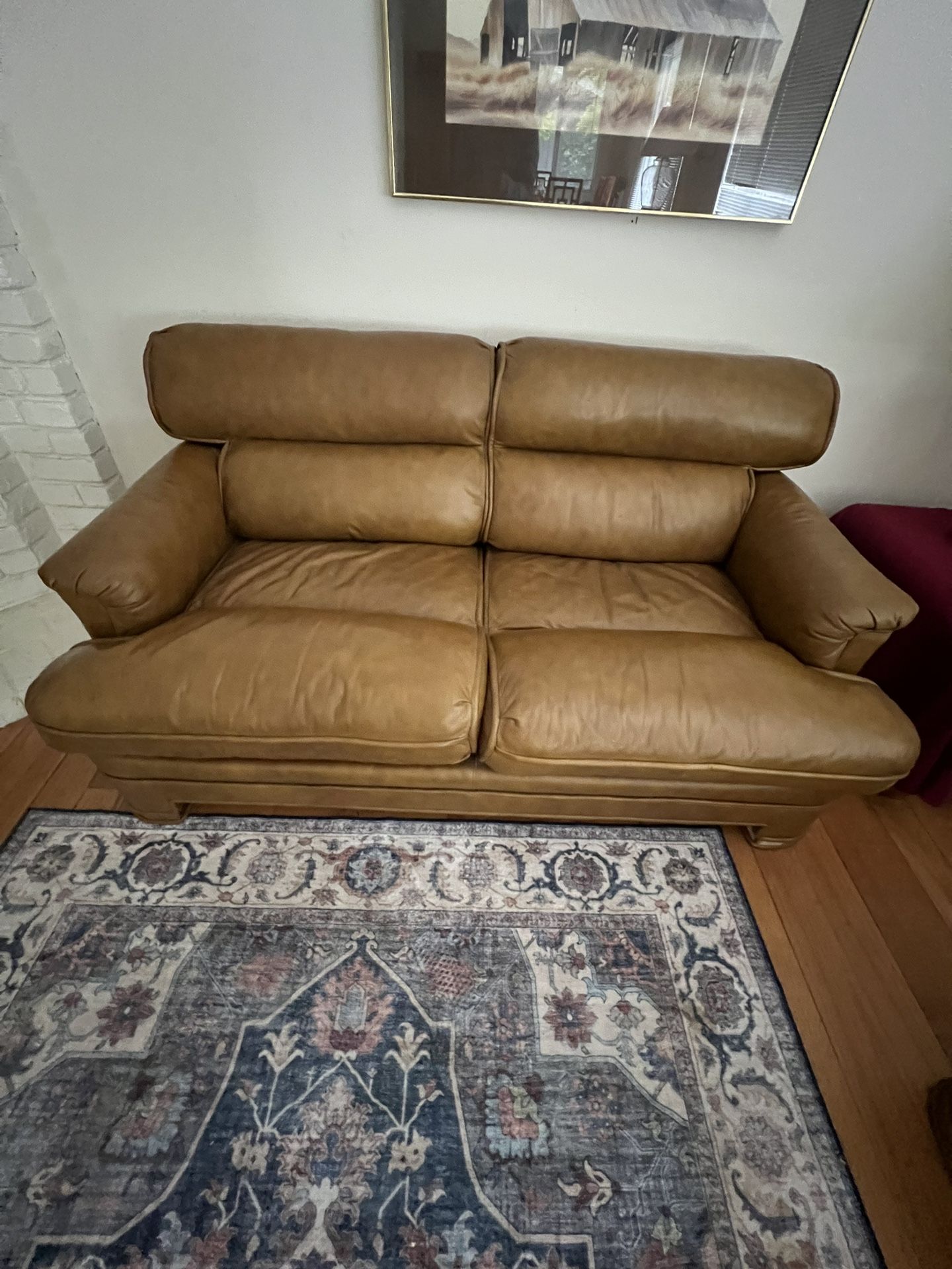 Leather Loveseats & Chair And Ottoman 