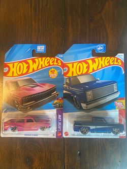 83 Chevy Silverado Doctor blue white pinstripe bonus pink truck Lowrider Hot Wheels
