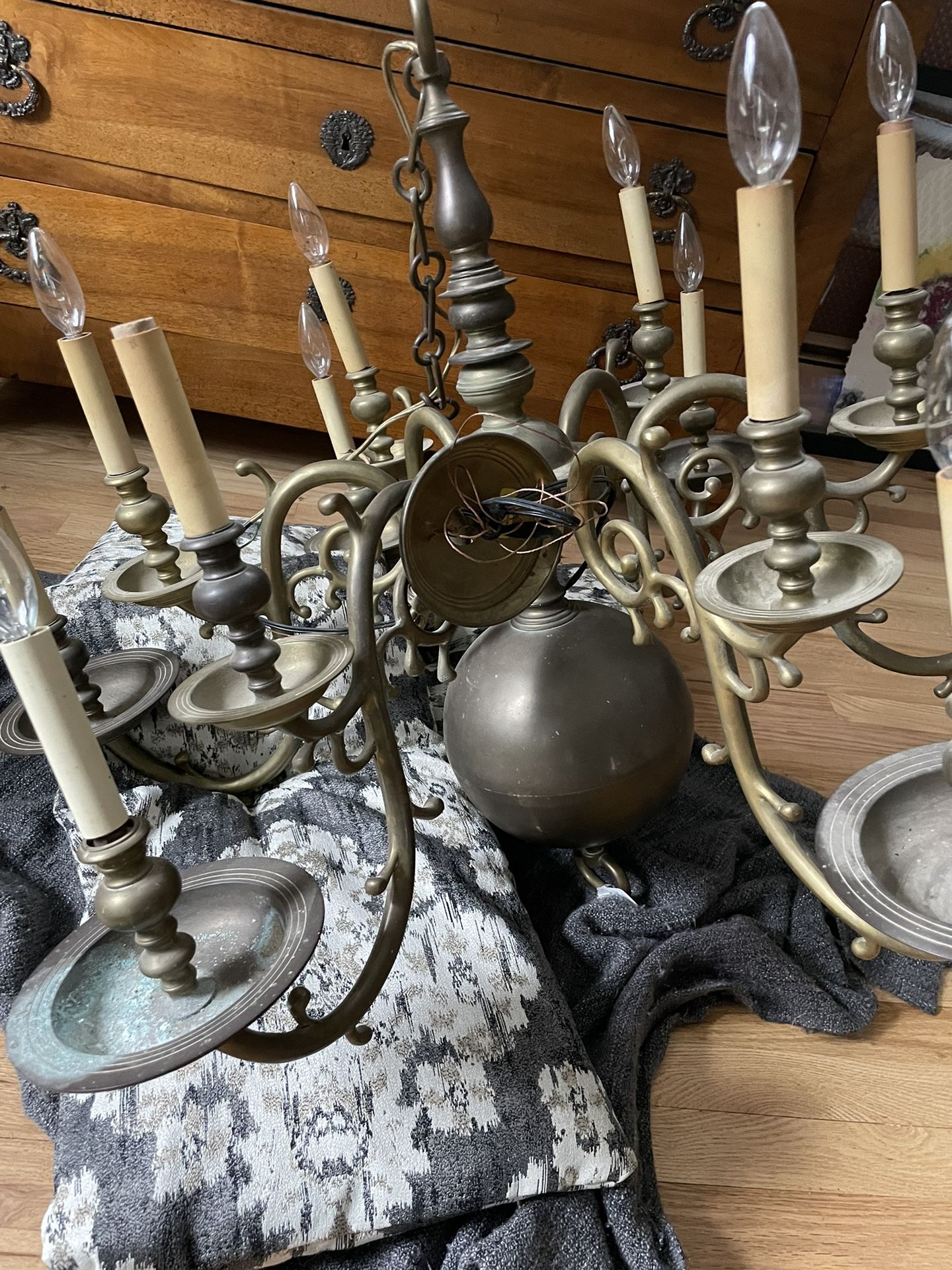 Antique vintage brass chandelier