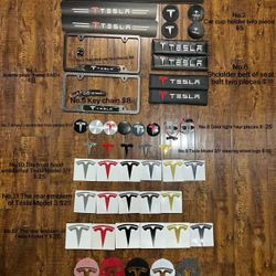 Tesla  license plate frame   tire value cap  door light  