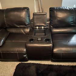 Leather Reclining Sectional 