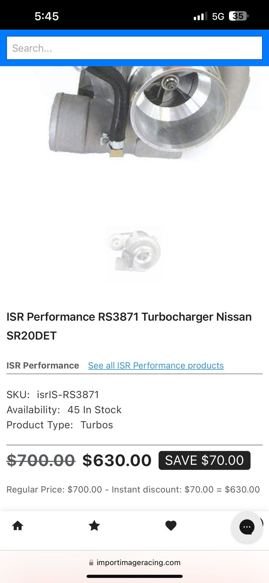 Like new ISR RS3871 turbocharger