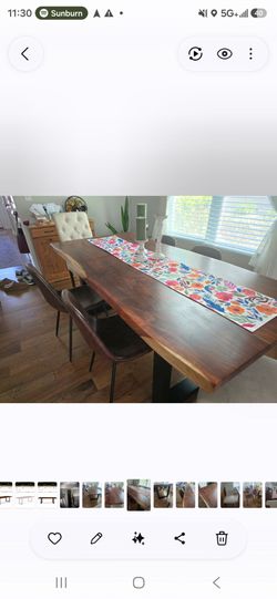 Live edge solid wood table seats 8