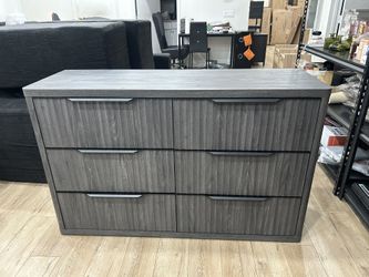 53.5" Wide 6 Drawer Dressers & Chests of Drawers for Closet Long Large Modern TV Stand Set for Clothes Storage Fluted Clothes Closet for Hallway Entry