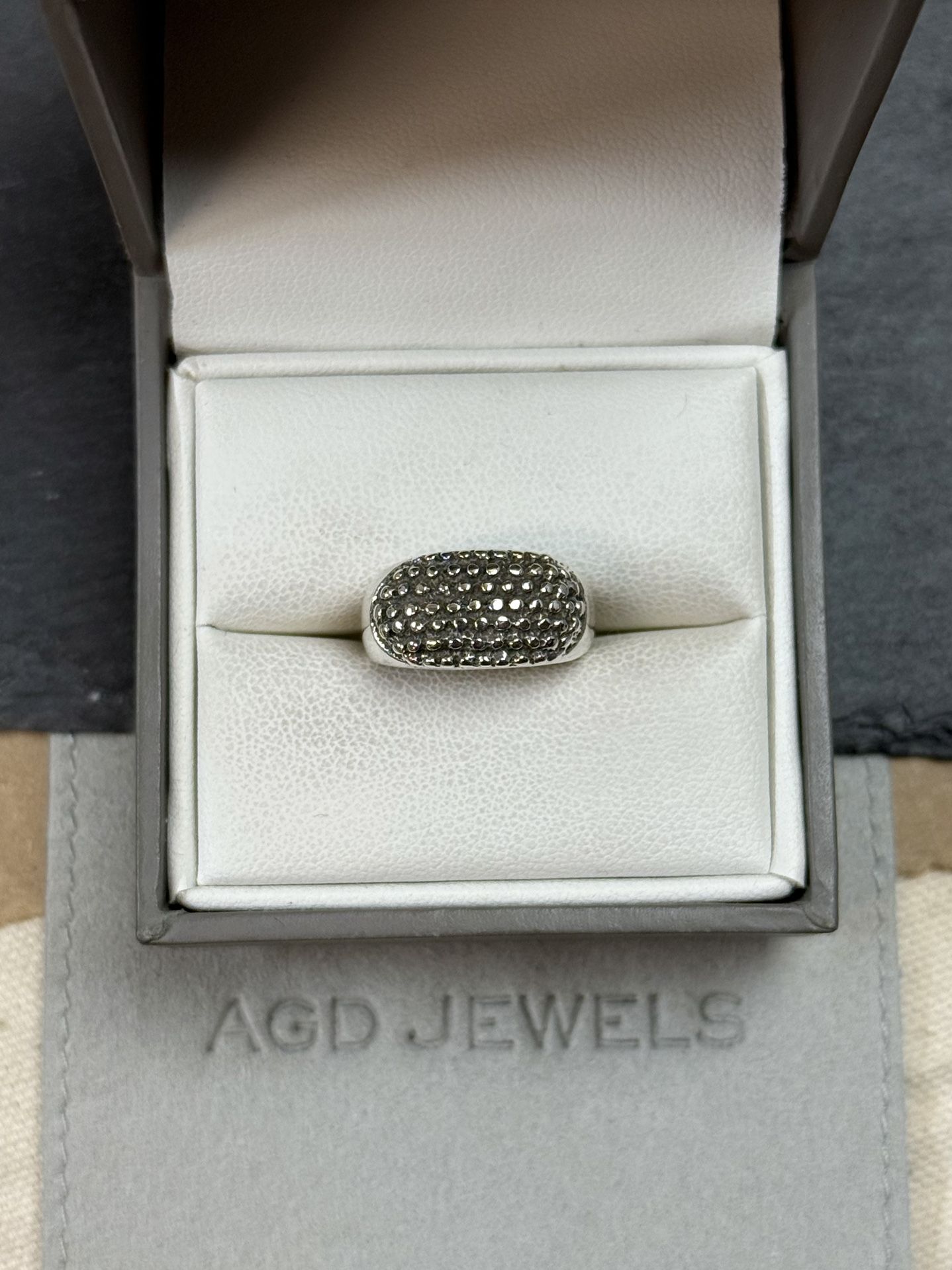 ALEJANDRO TOUSSIER 925 Sterling Vintage Modernist Beaded Ring