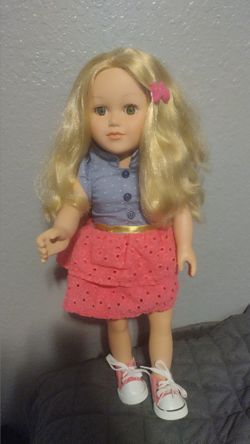 My Life As 18 Inch Doll Long Blonde Wavy Hair With Green Eyes