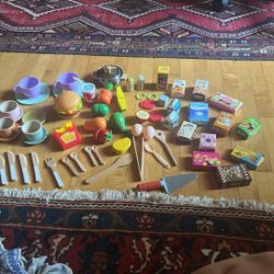 Large Lot Of Play Food And Dishes