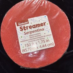Red Crepe Streamer 150 Foot X 1.75” Roll