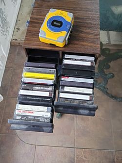 Cassette player, cassettes and cassettes case.