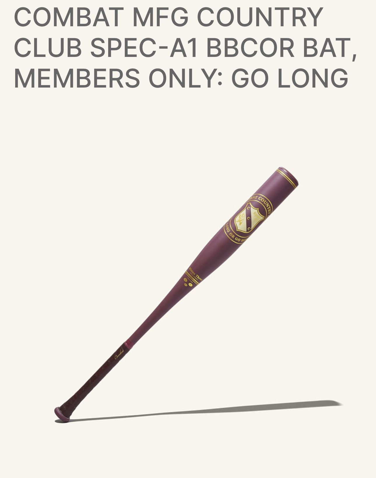 Batte De Baseball Combat MFG Country Club Spec-A1 BBCOR - 34" / 31oz - Occasion