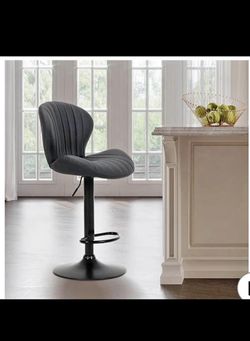 COLAMY Bar Stools Set of 1, Modern Swivel Bar Chairs, Adjustable Faux Leather Upholstered Barstools