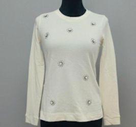Banana Republic Cream Rhinestone  Embellished Long Sleeve Top. Size: S. Like New.