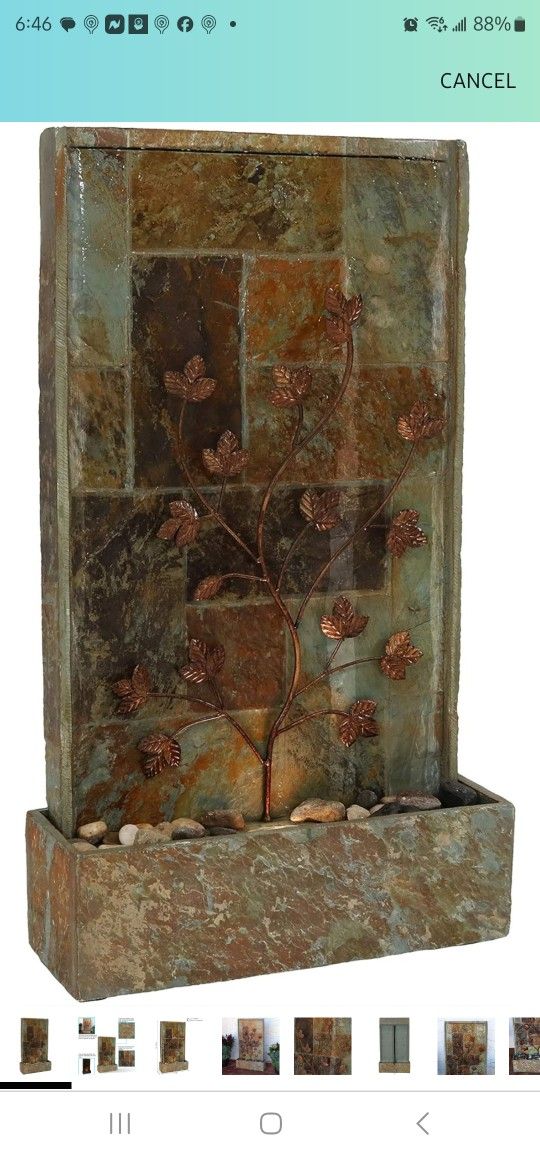 Sunnydaze 32-Inch Decorative Climbing Vines Outdoor Waterfall Fountain with LED Light for The Patio