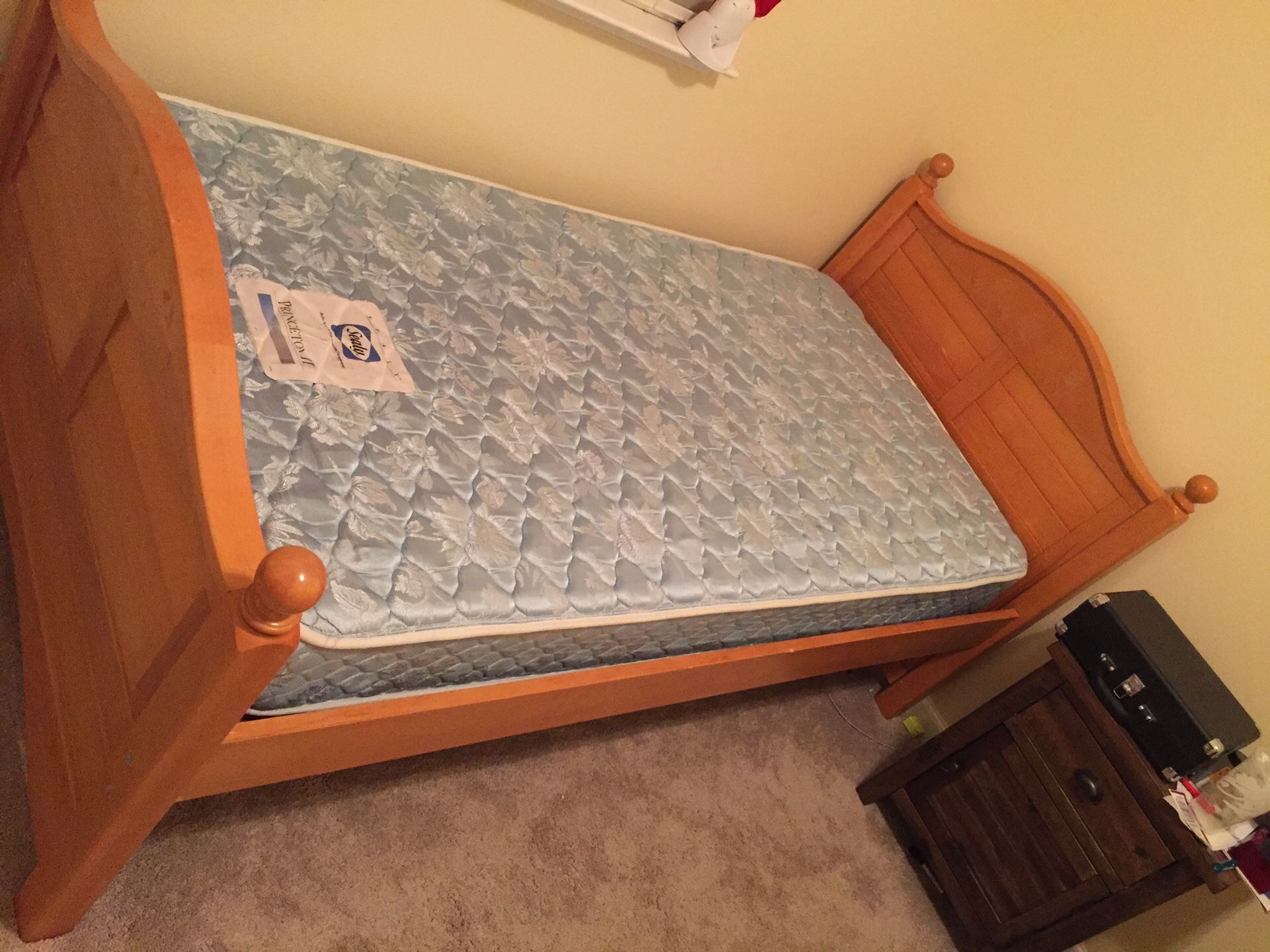 Twin bed and mattress (once part of bunk bed)